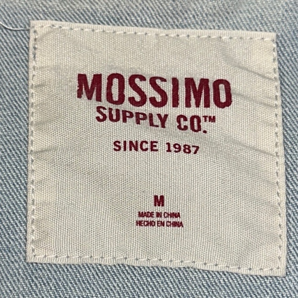 Mossimo Supply Co. Light Blue Denim Jacket with Striped Gray Sleeves - Picture 2 of 10
